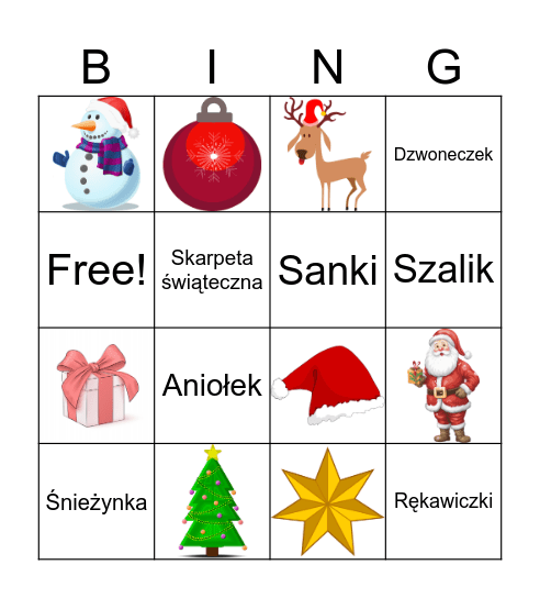 Boże Narodzenie Bingo Card