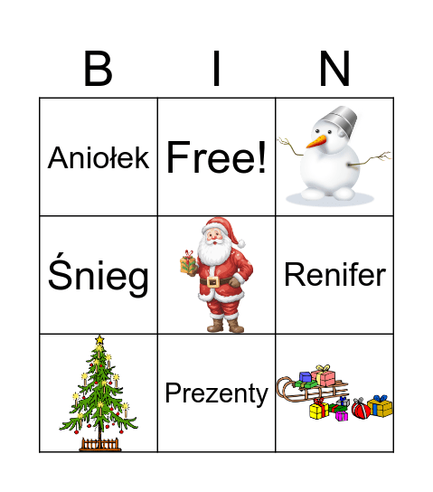 Boże Narodzenie Bingo Card