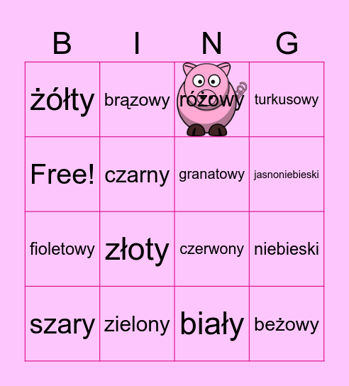Kolory Bingo Card