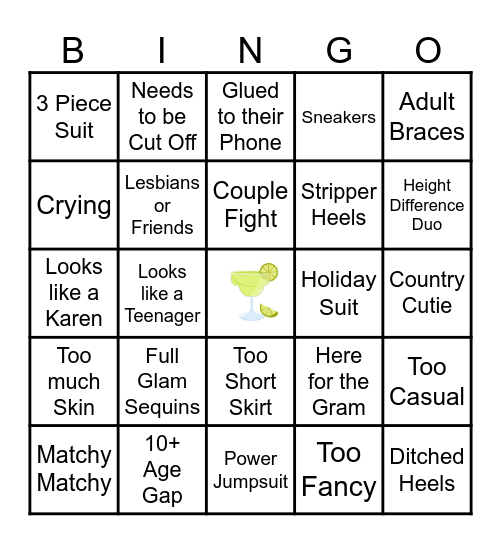 Margarita Ball Bingo Card