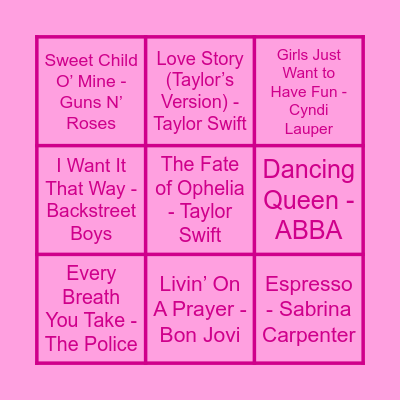 Curieus Music Bingo Card