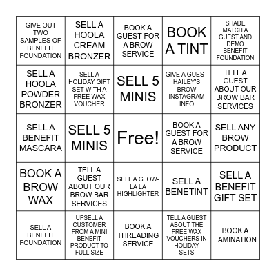 BENEFIT HOLIDAY BINGO Card