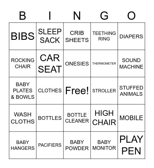 BABY SHOWER BINGO Card