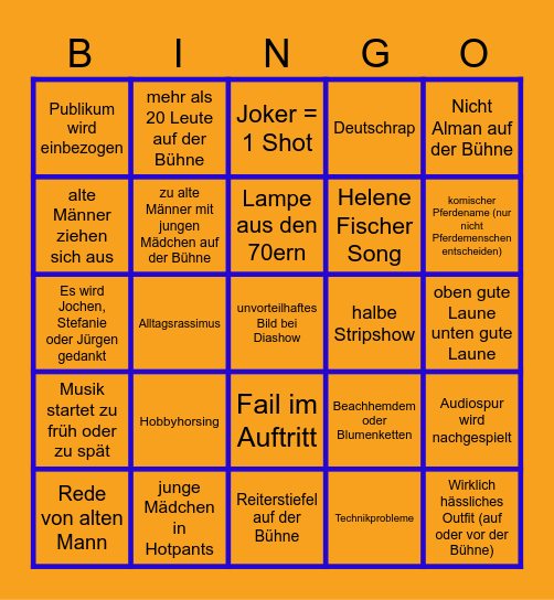 Reiterball Bingo Card