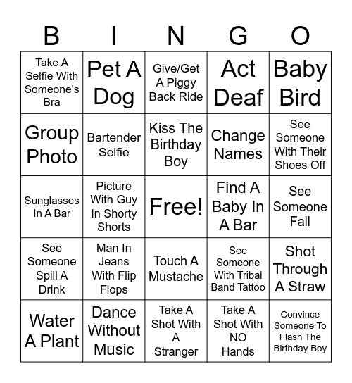 Dakota's Birthday Bar Bingo Card