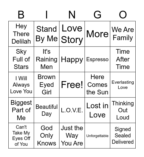 LOVE IS IN THE AIR Bingo Card