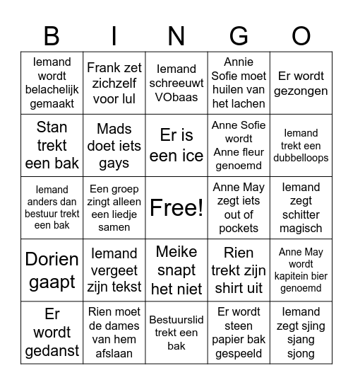 Bonte bingo Card