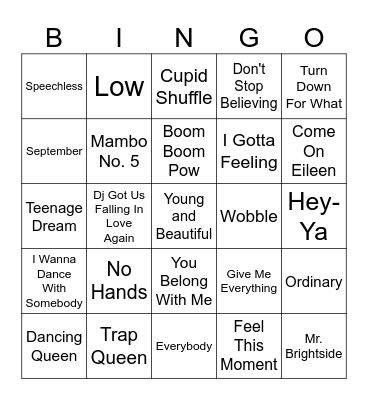 Wedding Music Bingo Card