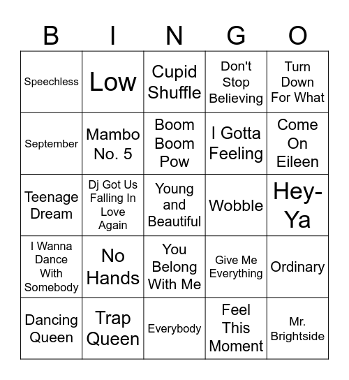 Wedding Music Bingo Card