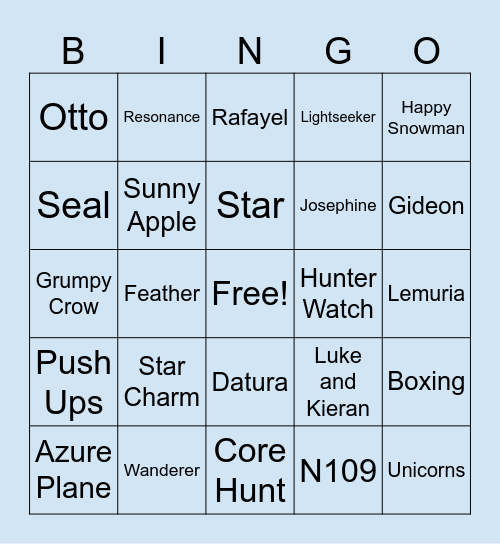 LADS Bingo Card