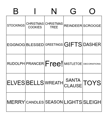 HOLIDAY BINGO  Bingo Card
