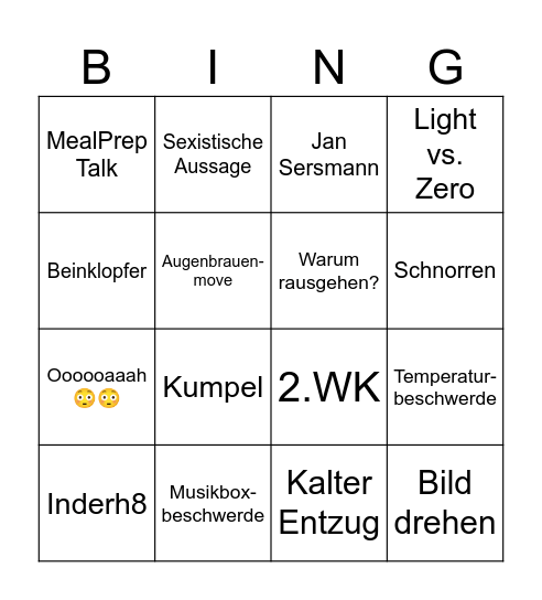 Rörtel Bingo Card