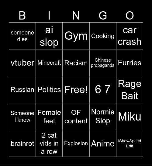 Reels Bingo Card