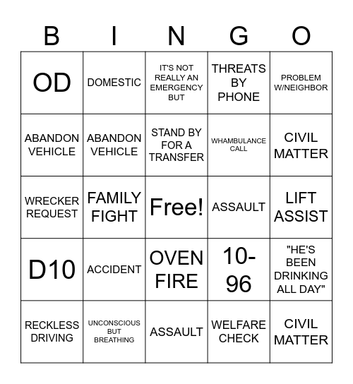 THANKSGIVING DISPATCH STYLE Bingo Card