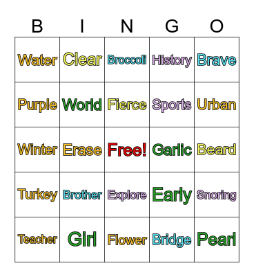 Memory Match Bingo Card