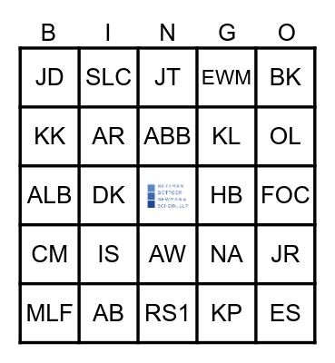 BBNS HOLIDAY LUNCH Bingo Card