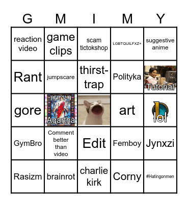 Instagram Bingo Card