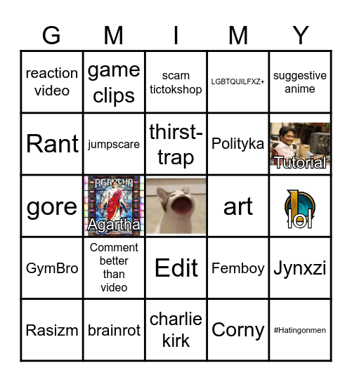 Instagram Bingo Card