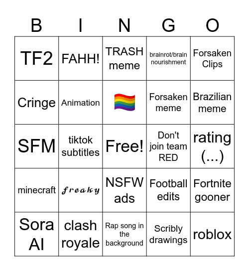 YT shorts Bingo (cuz why not) Bingo Card