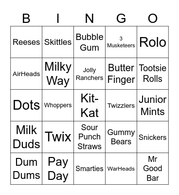Candy Bingo Card