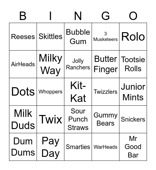 Candy Bingo Card