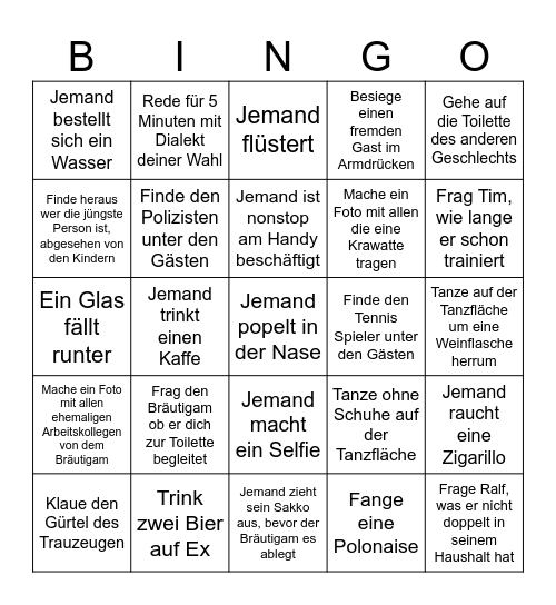 Hochzeit Mike & Yvonne Bingo Card