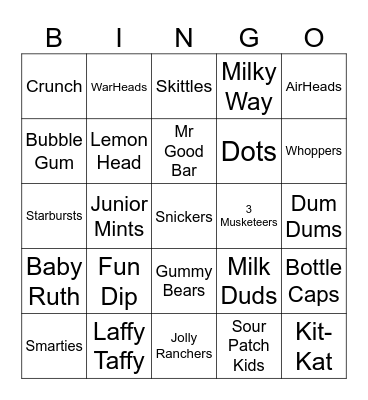 Candy Bingo Card