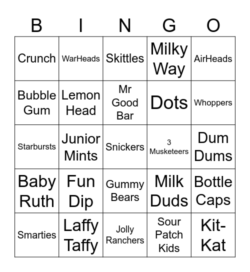 Candy Bingo Card