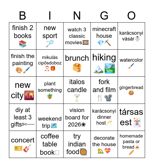26 before '26 Bingo Card