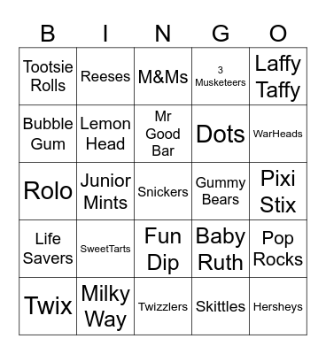 Candy Bingo Card