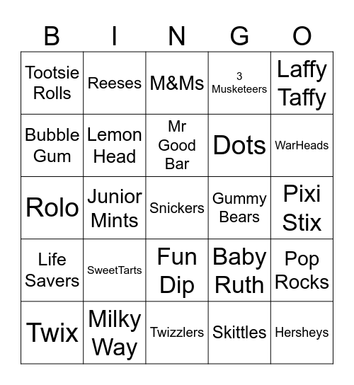 Candy Bingo Card