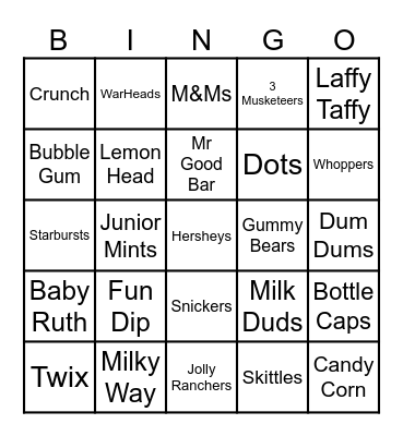 Candy Bingo Card
