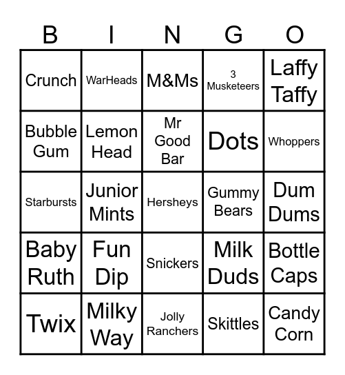 Candy Bingo Card