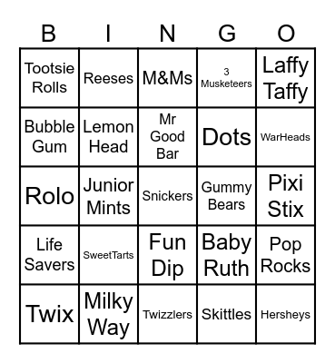 Candy Bingo Card