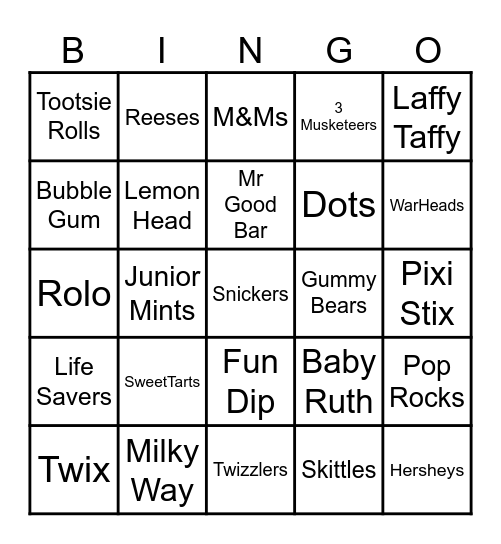 Candy Bingo Card