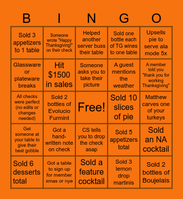 Thanksgiving Bingo! Bingo Card