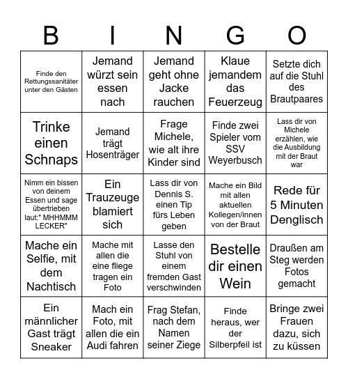 Hochzeit Mike & Yvonne Bingo Card
