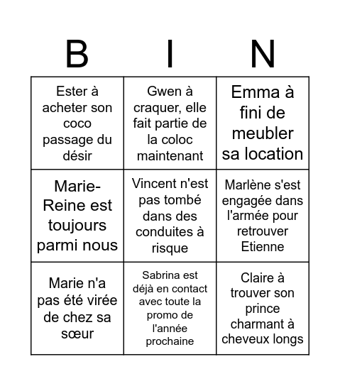 BINGO DE FIN D'ANNEE Bingo Card