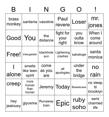 Bar Manager's Playlist-by Jess Bingo Card