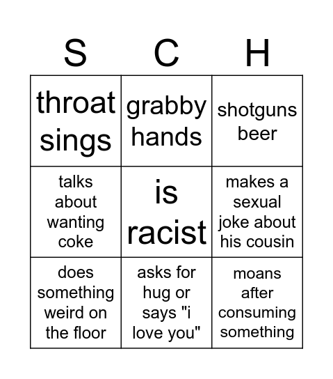 SCHMINGO!!! Bingo Card