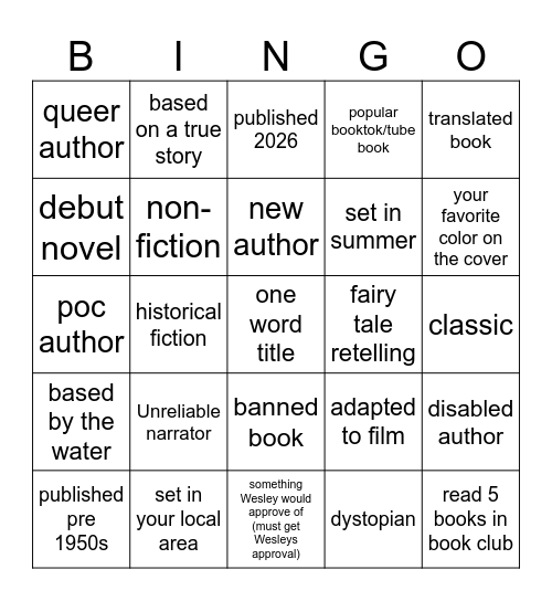 Book Bingo Card