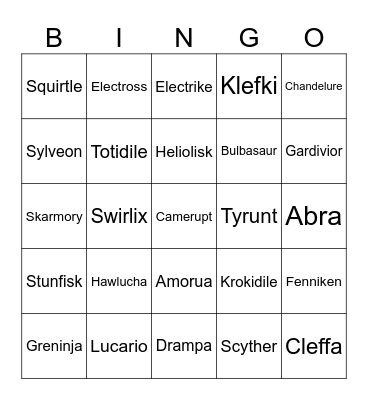 Pokemon ZA Bingo Card