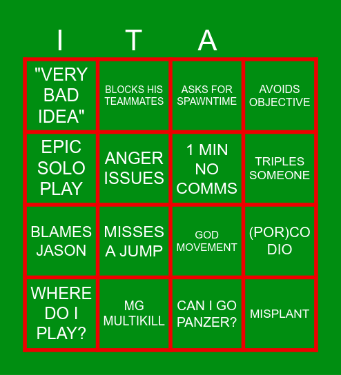 HEDO BINGO Card