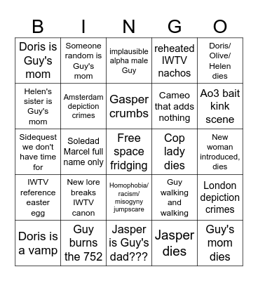 Talamasca finale bingo Card