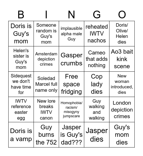 Talamasca finale bingo Card