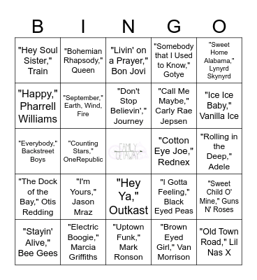 Pop Culture Bingo Card