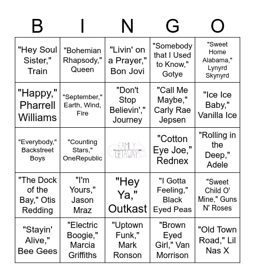 Pop Culture Bingo Card