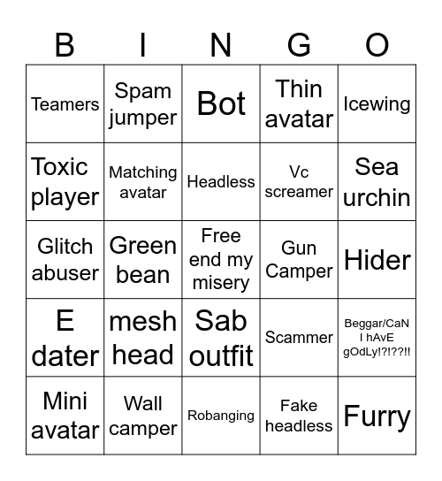 MM2 bingo Card
