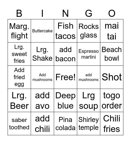 Islands weekend Bingo party! Bingo Card