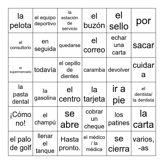 Auténtico 3A Bingo Card
